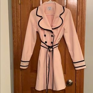 Elle pink coat with black trim size 6